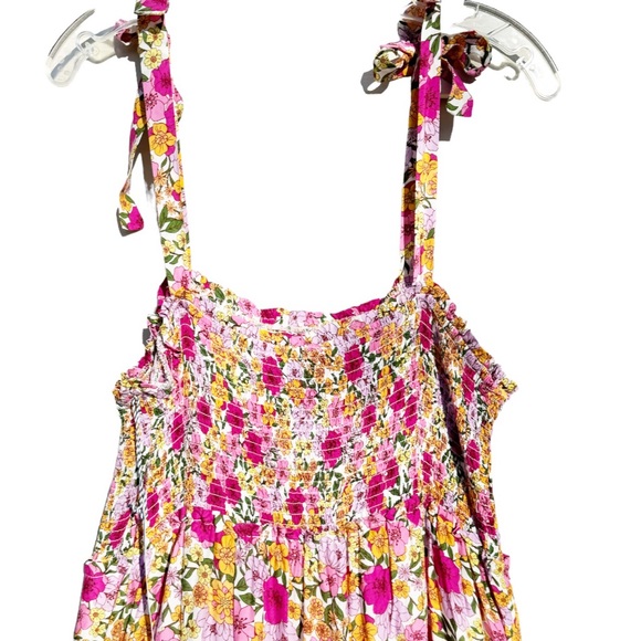 Draper James  Tie Shoulder Smocked  Bodice Tiered MAXI  Sundress - Picture 8 of 16